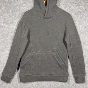 HELMUT LANG Waffle Pullover Hoodie Womens Small Charcoal Gray